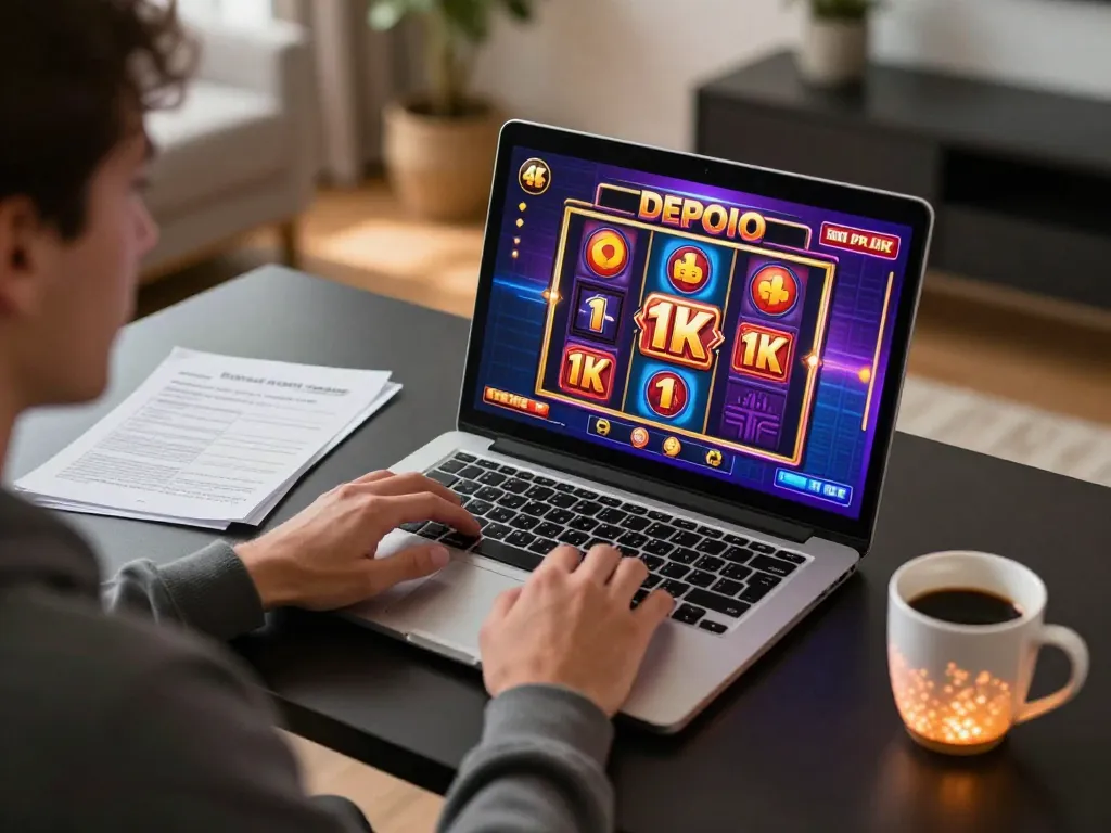 Terlibat dalam permainan slot depo 1k yang mendebarkan sambil merencanakan di dalam pengaturan rumah yang nyaman