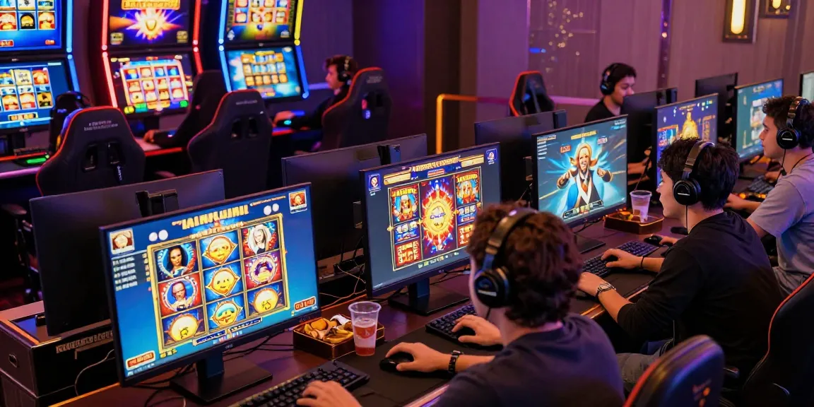 Group of players enjoying slot gacor games in a lively online casino setting