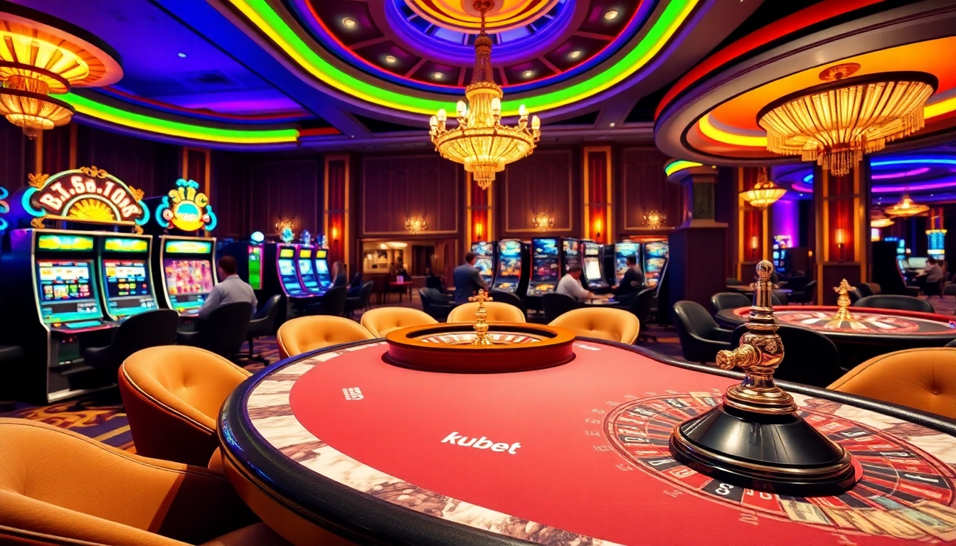 Kubet players engaged in an exciting poker game at a luxury casino table.