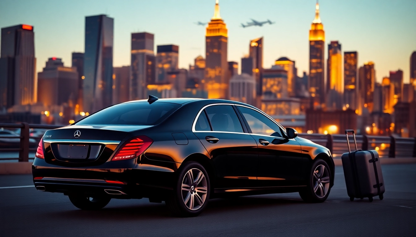 Reliable JFK car service with a black car poised for airport pick-up in vibrant New York City.