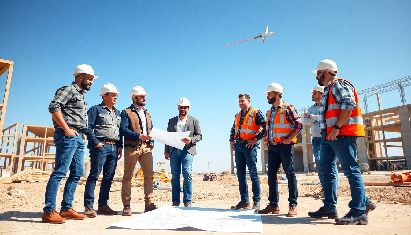 Construction advocacy represented through collaborative building efforts at a site.