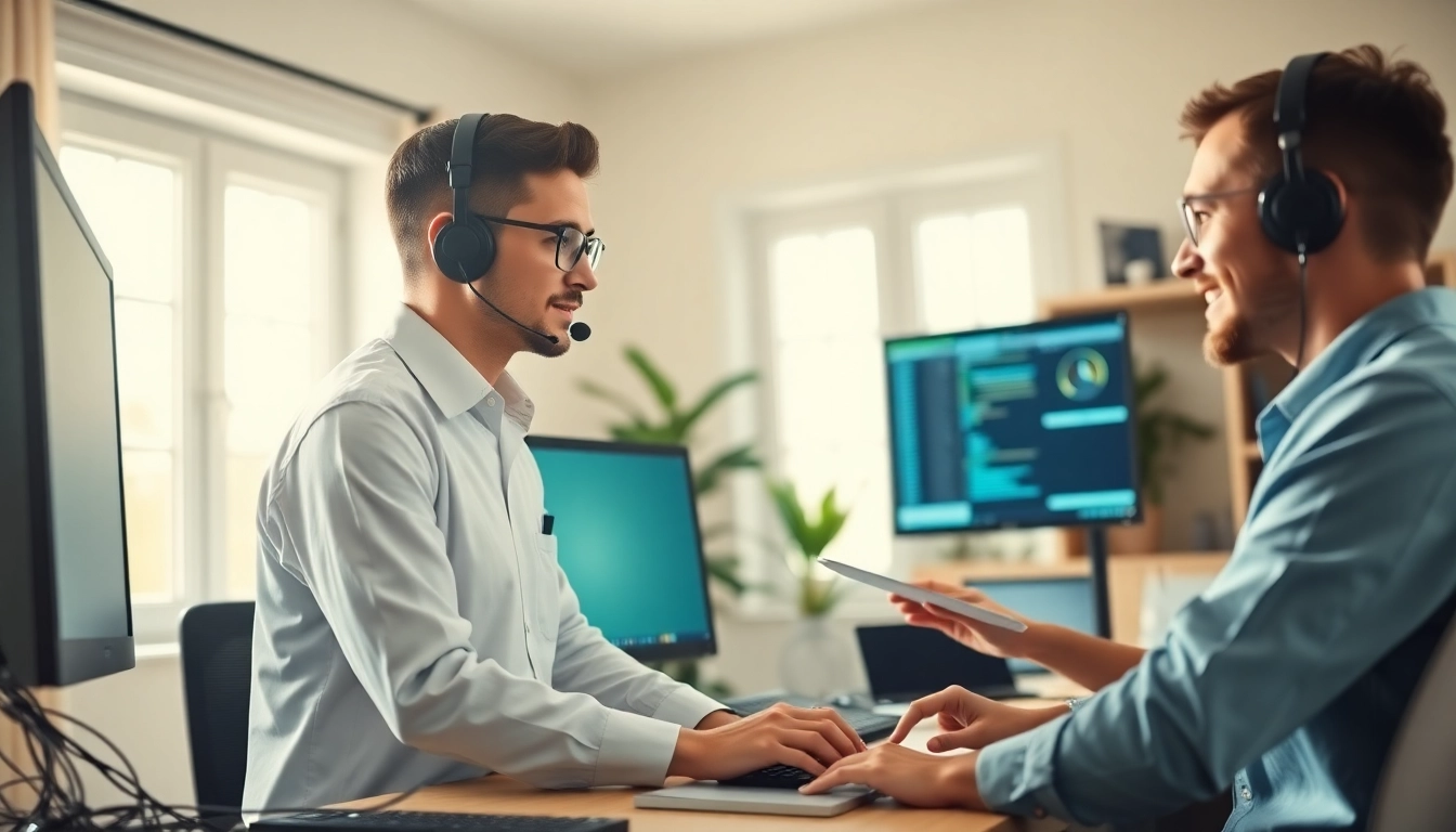 Providing residential IT support to a client in a bright home office setting.