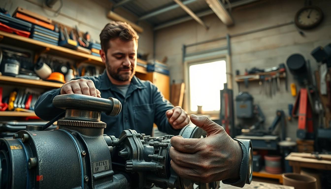 Engaging skilled trades training scene featuring a tradesperson working on machinery.