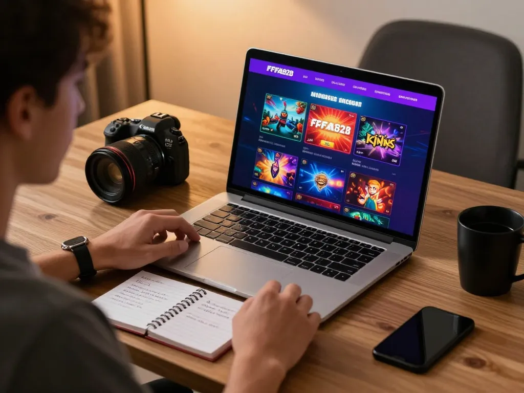 Player exploring FAFA828 online casino on laptop, showcasing interactive gaming experience and bankroll management.