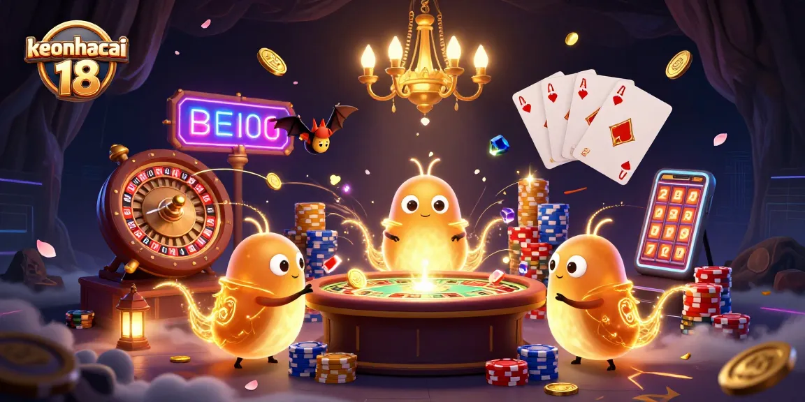 Experience exciting gameplay with keonhacai 18, featuring glowworms lighting up a vibrant casino scene.