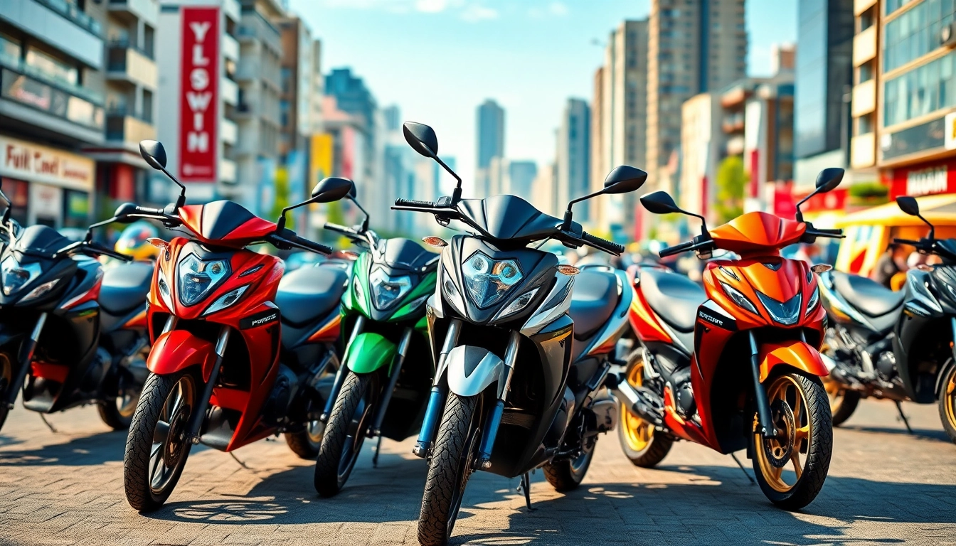 Discover the variety of 125cc and 250cc beginner motorcycles set in an urban backdrop, showcasing their designs.