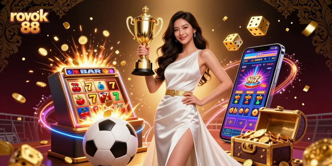 Experience the thrill of rokok 88 with a victorious character and exciting gambling elements in this dynamic scene.
