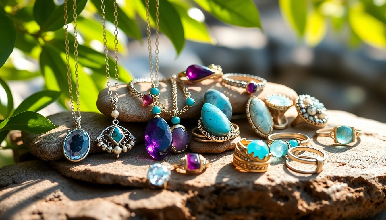 Discover intricate Spiritual Jewelry pieces adorned with healing gemstones in a serene setting.