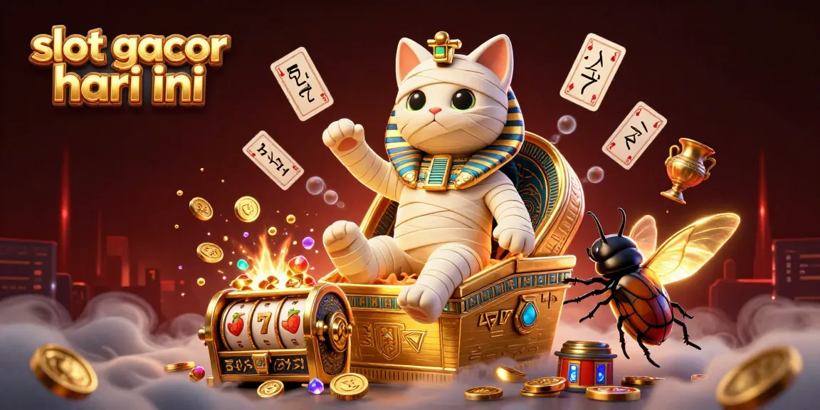 Spin the reels at slot gacor hari ini with a whimsical Egyptian theme featuring a mummy cat and treasure.