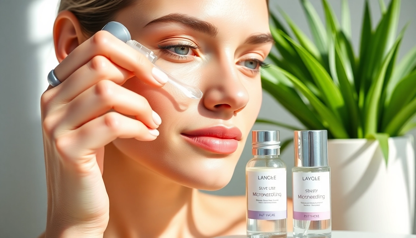 Applying the best microneedling serum for radiant skin in an elegant setting