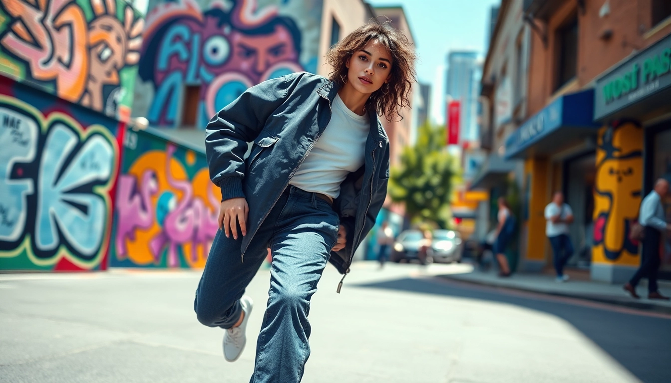 Model showcasing the latest trends in Fashion and Apparel against an urban backdrop.