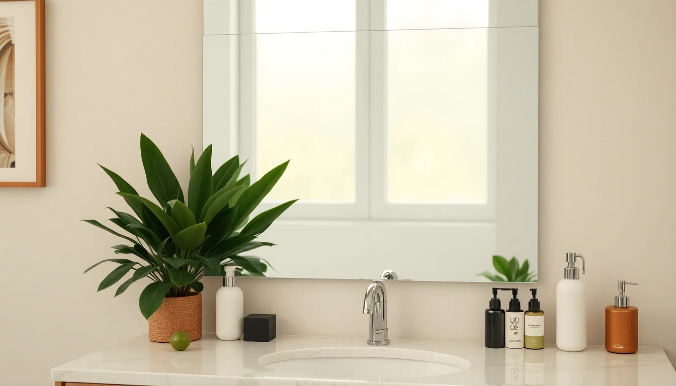 Illuminate your space with an elegant bathroom mirror reflecting a fresh and serene design.