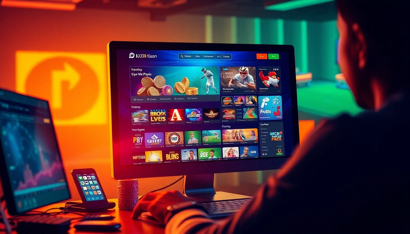 BJ38 online gaming platform showcasing vibrant games like cockfighting and football betting.