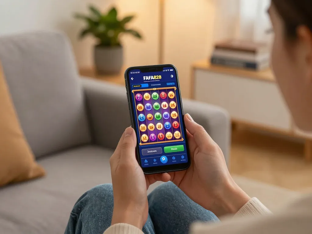 ผู้เล่นกำลังเพลิดเพลินกับแอป FAFA828 สำหรับเกมสล็อตในบรรยากาศสบายที่บ้าน