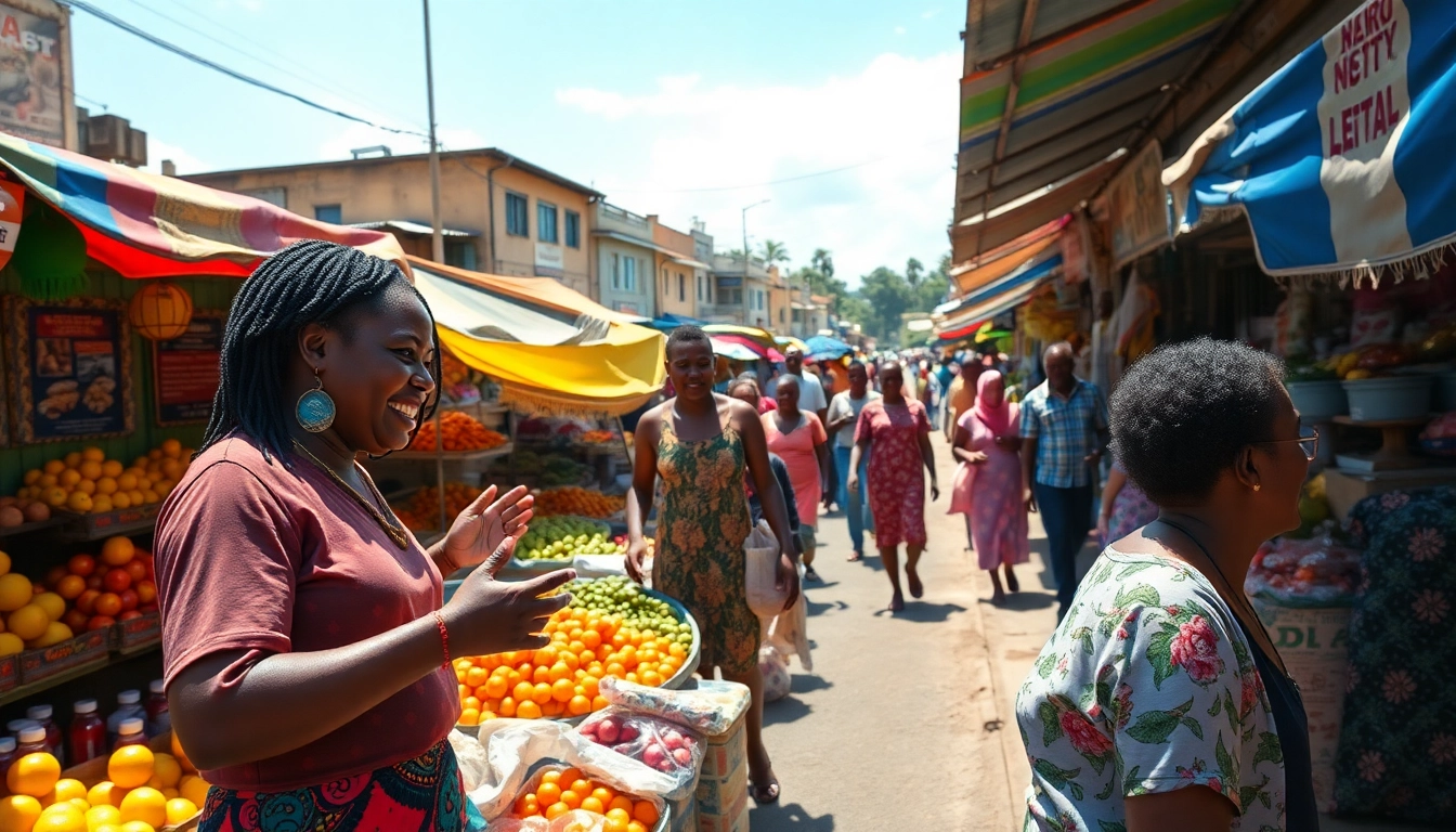 Engaging marketplace scene showcasing Kenya News through vibrant local commerce.