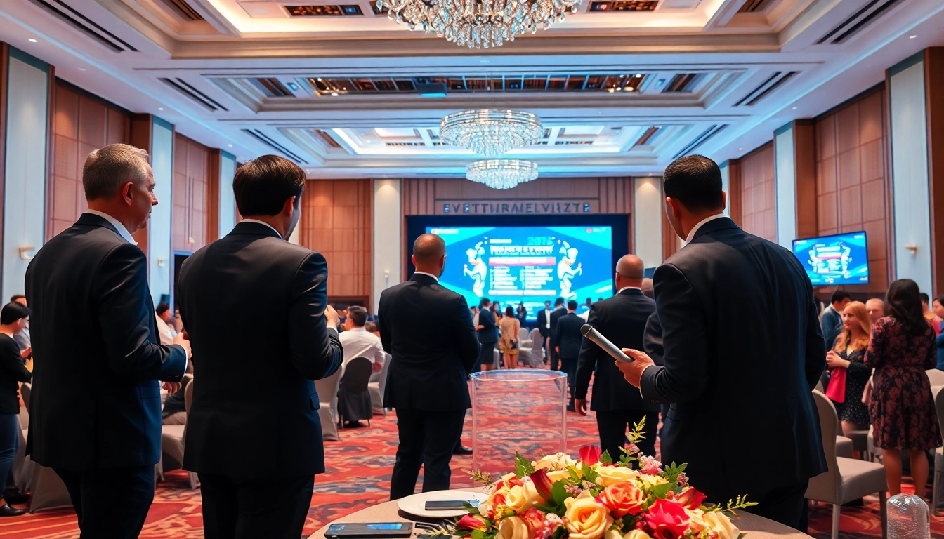 Engaging scene of event management in action showcasing coordination and teamwork.
