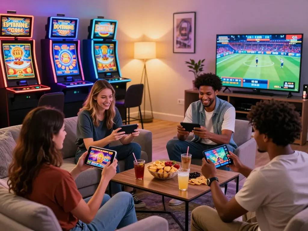 Friends enjoying an engaging spin panda casino online experience with colorful games and promotions.
