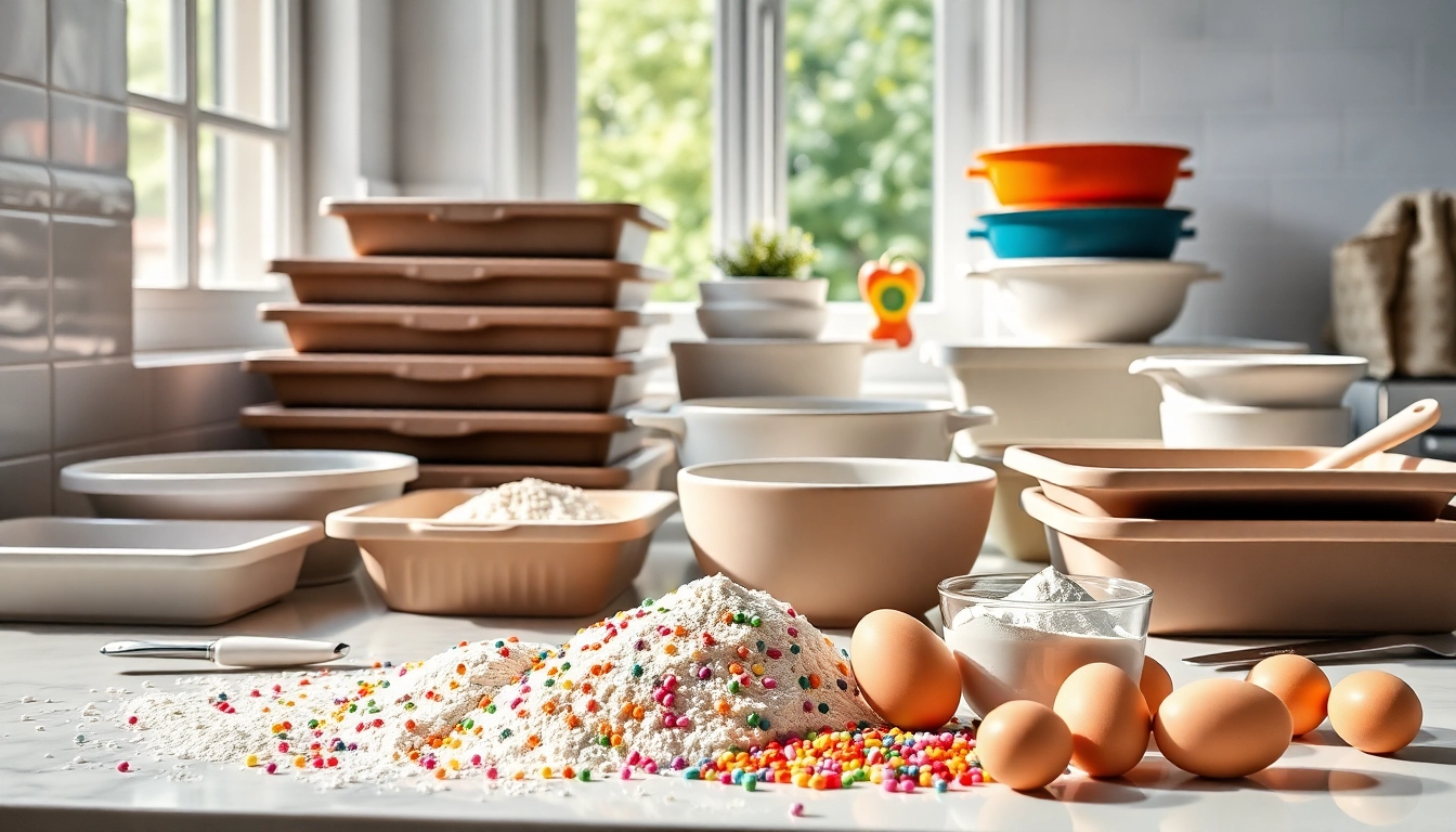Bakeware NZ collection with various stunning baking tools in a bright kitchen setting.