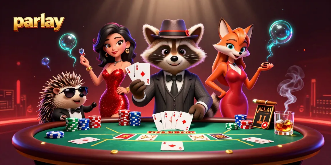 Experience exciting parlay action at a vibrant poker scene with charming characters.