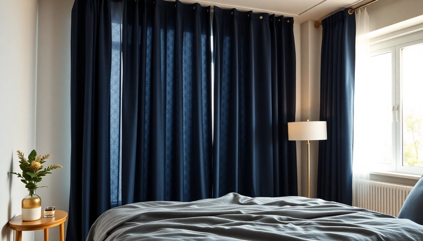 Verduisterende gordijnen in een sfeervolle slaapkamer creëren een rustige en donkere omgeving.