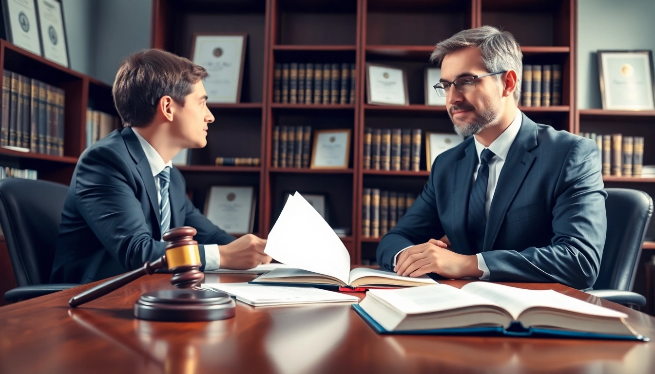 Engaging conversation between Asheville criminal defense lawyer and client in a professional setting.