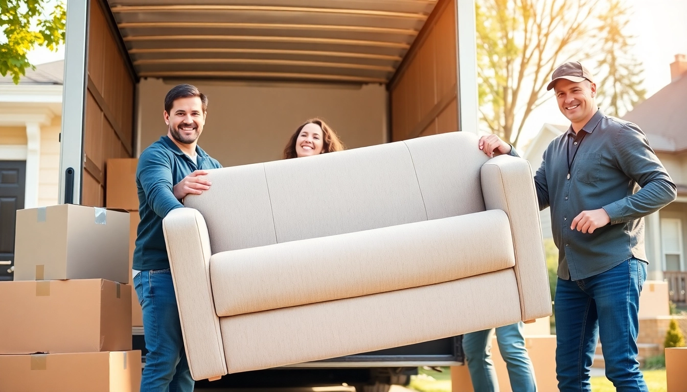 Local movers Boston assisting a family with their move, showcasing teamwork and a friendly atmosphere.