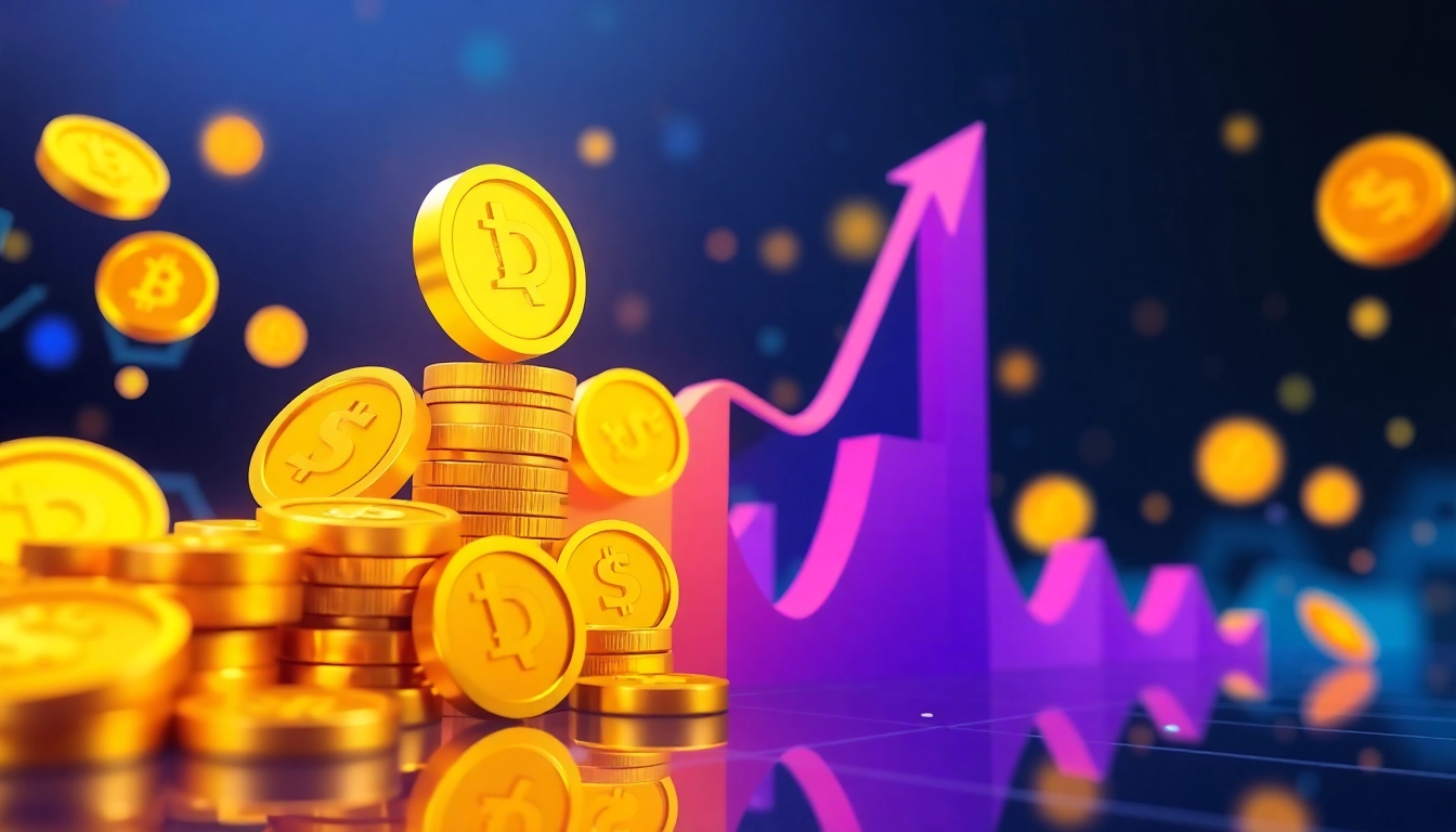 Discover trending coins listing with a dynamic visual showcasing growth and innovation in cryptocurrency.
