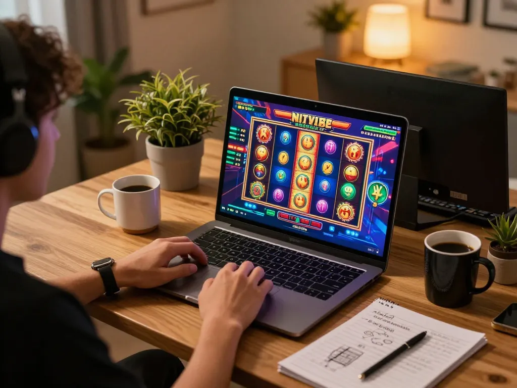 Playing on a vibrant slot server luar negeri with exciting game details displayed on the screen