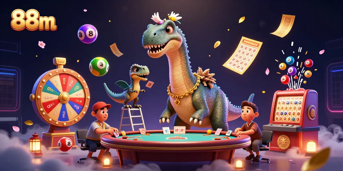 Experience the thrill of 88m casino gaming with unique characters amidst dynamic lottery activities.