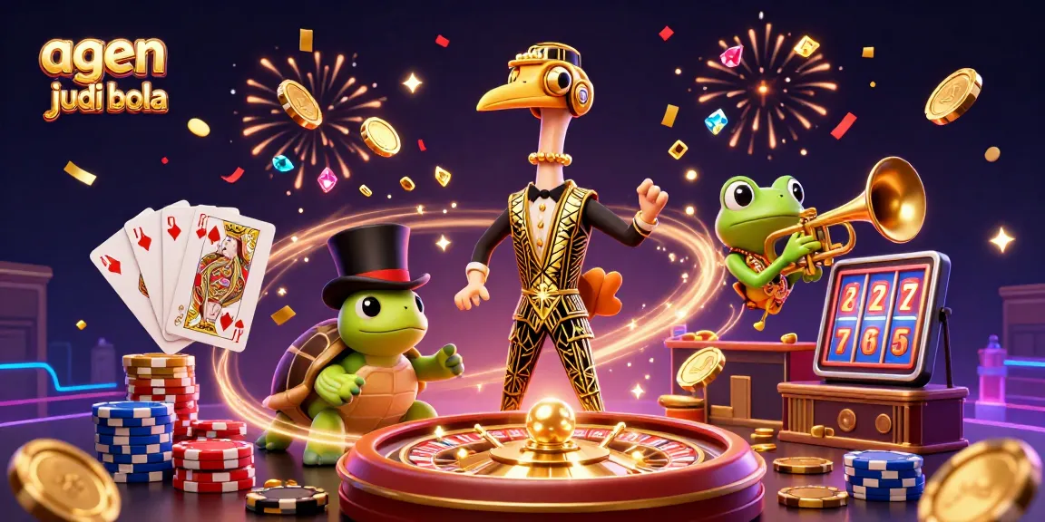 Bet on agen judi bola with vibrant casino illustration featuring exciting game elements.