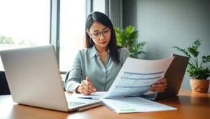 Efficient professional handling the Domestic worker visa application UAE documentation.