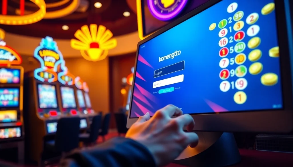 Masuk ke komengtoto login dengan antarmuka pengguna yang menarik dan slot mesin berwarna cerah.