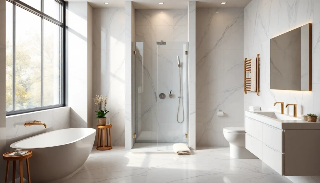 Entdecken Sie das moderne sonni sanitär Badezimmer mit eleganten Duschkabinen und sanitären Anlagen.