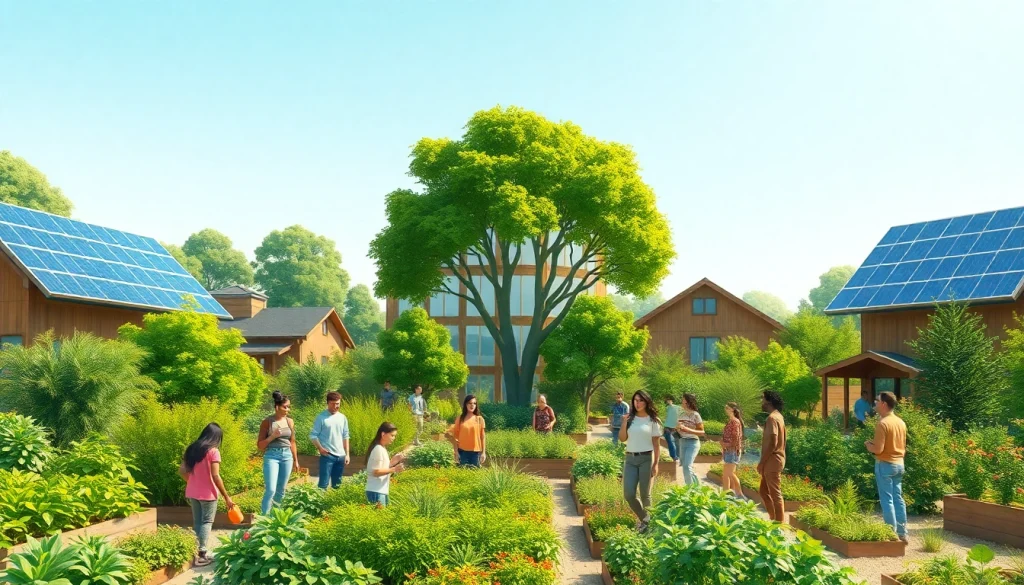 Read about innovative sustainable practices at https://www.unsustainablemagazine.com with a vibrant community illustration.