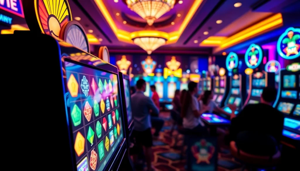 Menampilkan momen menang slot bukti4d alternatif slot dengan suasana perjudian yang penuh semangat dan warna-warni.