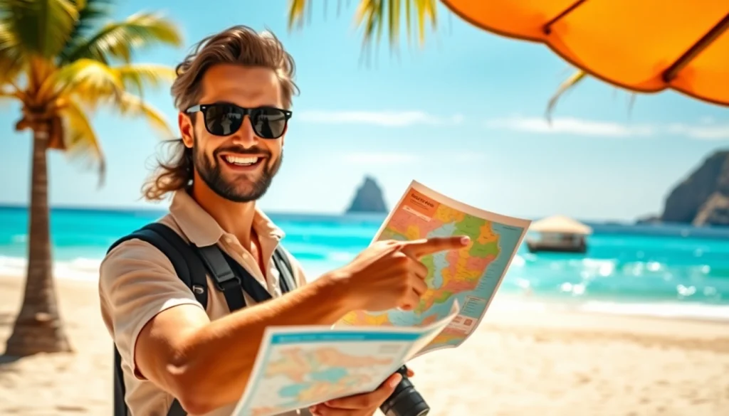 Travel guide sharing insider tips for Cabo at a scenic beach location.