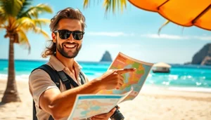 Travel guide sharing insider tips for Cabo at a scenic beach location.