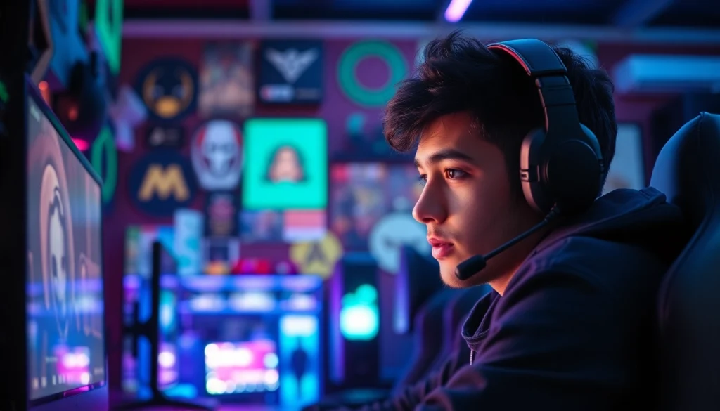 Login ke komengtoto dengan gamer bersemangat dalam suasana gaming yang hidup.