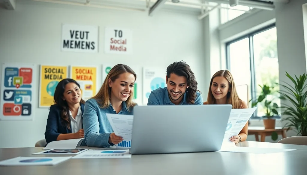 Analyze tiktok smm panel strategies with professionals in a modern office.