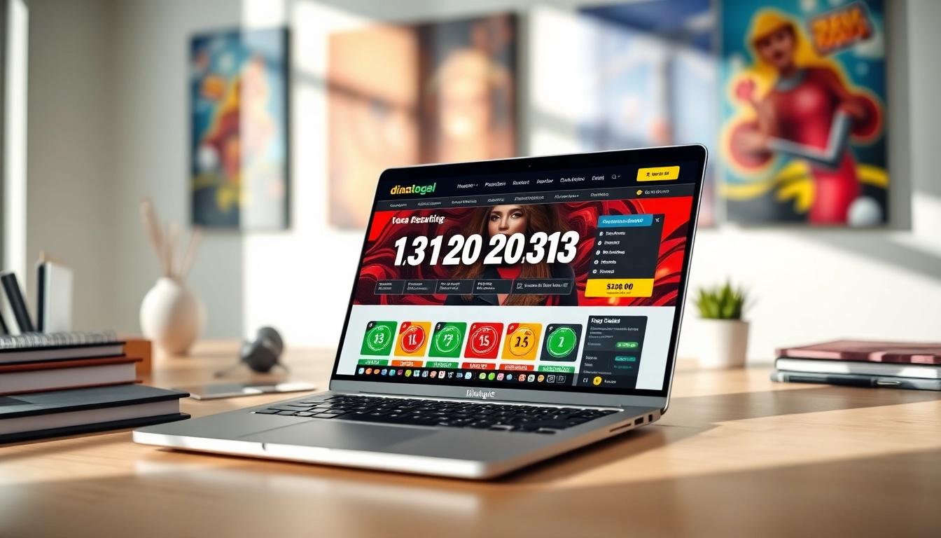 Menyajikan antarmuka situs diantogel dengan grafik cerah dan elemen UI menarik.