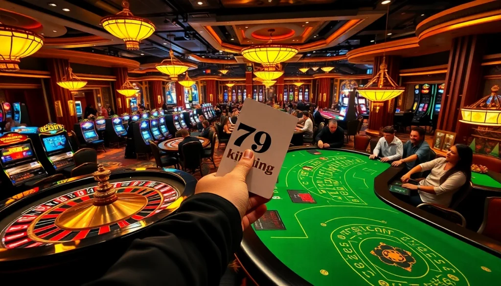 79king casino scene featuring players celebrating wins at roulette and poker tables.