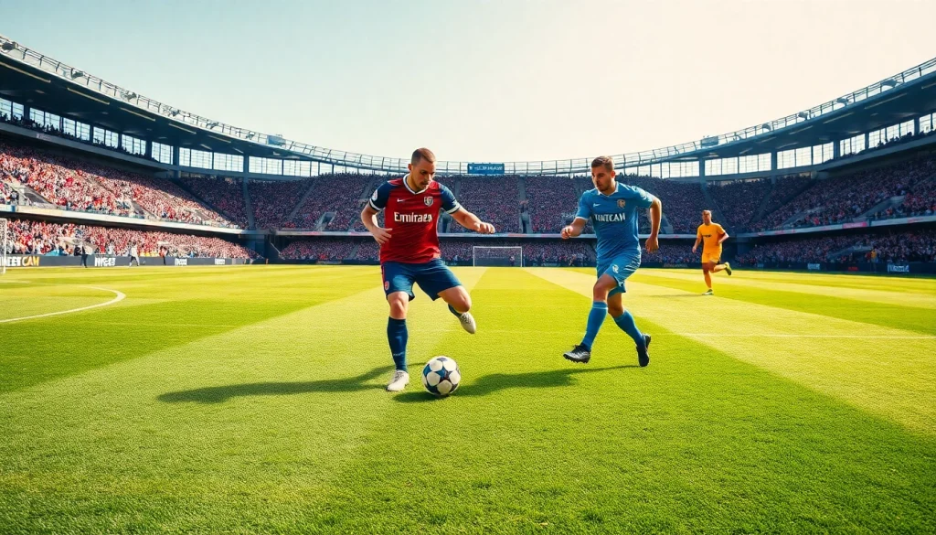 Showcase of vibrant cheap football kits on players during an energetic match.