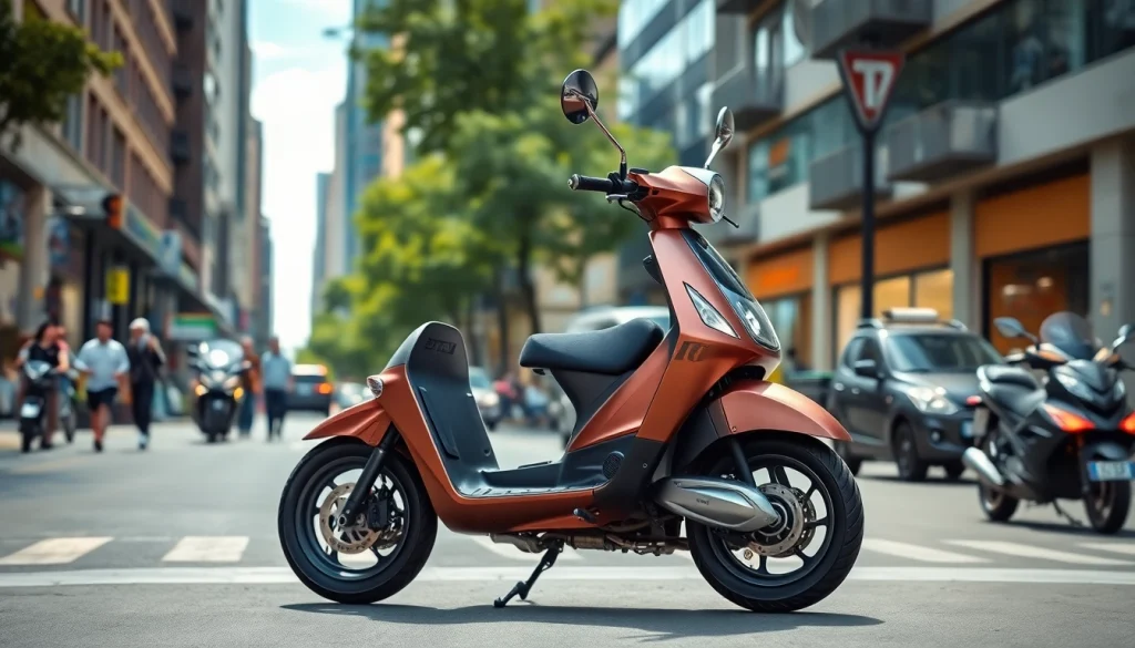 Fahren Sie einen 50ccm Roller durch die belebten Straßen einer Stadt.