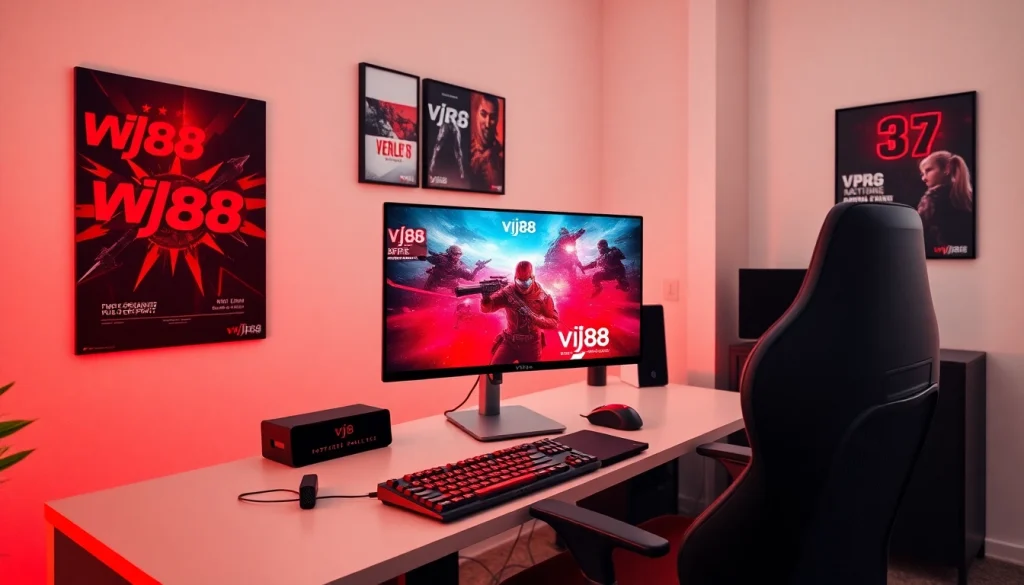 Experience the excitement of vj88 with an immersive gaming setup featuring sleek technology.