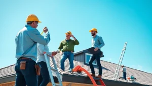 Roofing experts from Twin Shield Roofing conducting a roof inspection, showcasing professionalism and care.