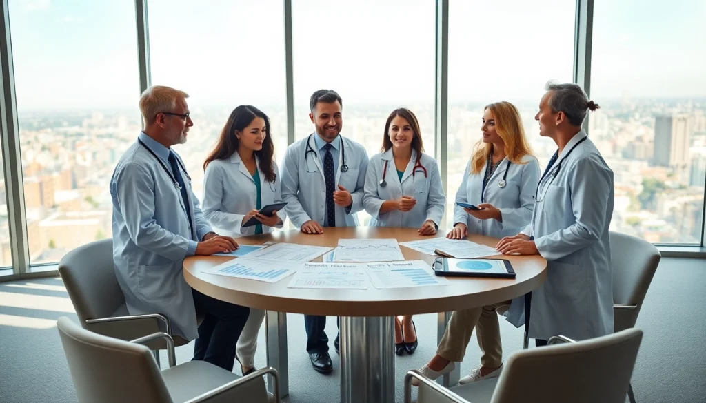 Health professionals collaborate in a bright conference room, showcasing effective strategies.