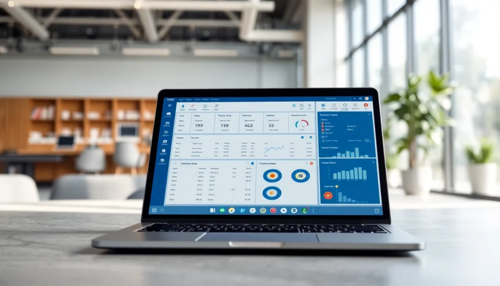Optimieren Sie die Bestellung mit einem Order Entry System-Dashboard auf einem Laptop in einem modernen Büro.