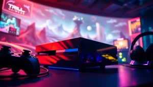 Engaging gaming setup featuring https://www.trilgameshproject.com showcasing vibrant accessories and immersive elements.