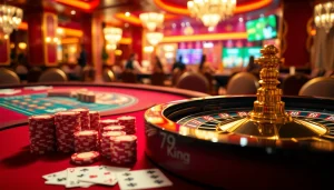 Experience the vibrant atmosphere of luxury gambling with 79king.com casino visuals featuring poker chips and cards.
