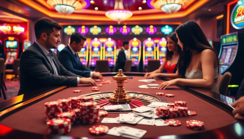 Experience thrilling gaming action at Hi88 with vibrant casino tables and colorful chips.